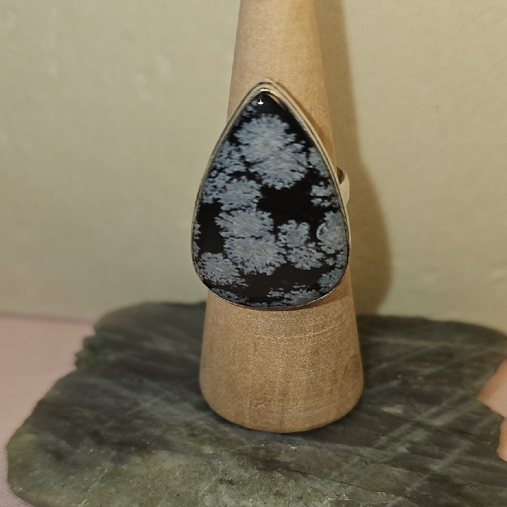 Snowflake Obsidian Silver 925 Ring